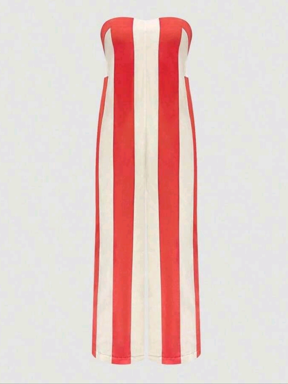 Two-Tone Color Block Tube Top Jumpsuit With Wide Leg, Elegant Loose Romper - Picture 6 of 7